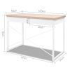 Metal Desk with Drawer – Wooden Top – Oak and White