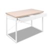 Metal Desk with Drawer – Wooden Top – Oak and White