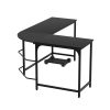 Corner Computer Desk L-Shaped Student Home Office Study Table Workstation – Black