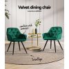 Set of 2 Calivia Dining Chairs Kitchen Chairs Upholstered Velvet – Green