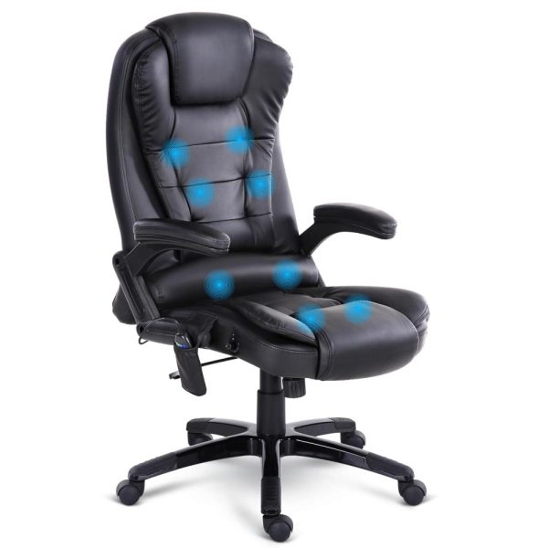 Massage Office Chair 8 Point PU Leather Office Chair – Black