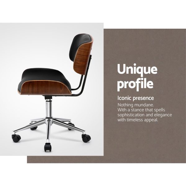 Wooden Fabric Office Chair – Black