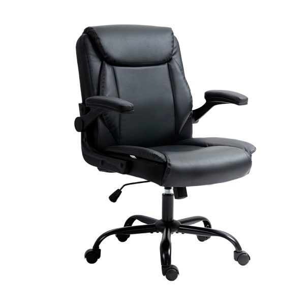 Office Chair Leather Computer Desk Chairs Executive Gaming Study – Black