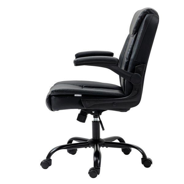 Office Chair Leather Computer Desk Chairs Executive Gaming Study – Black