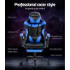 Office Chair Leather Gaming Chairs Footrest Recliner Study Work – Black and Blue