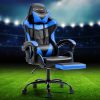 Office Chair Leather Gaming Chairs Footrest Recliner Study Work – Black and Blue