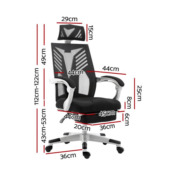 Gaming Office Chair Computer Desk Chair Home Work Recliner – Black and White