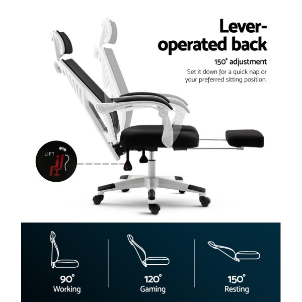 Gaming Office Chair Computer Desk Chair Home Work Recliner – Black and White