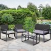 4PC Outdoor Furniture Patio Table Chair Black – Without Cover