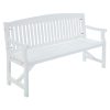 Wooden Garden Bench Chair Outdoor Furniture Decor Patio Deck 3 Seater – White