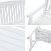 Wooden Garden Bench Chair Outdoor Furniture Decor Patio Deck 3 Seater – White