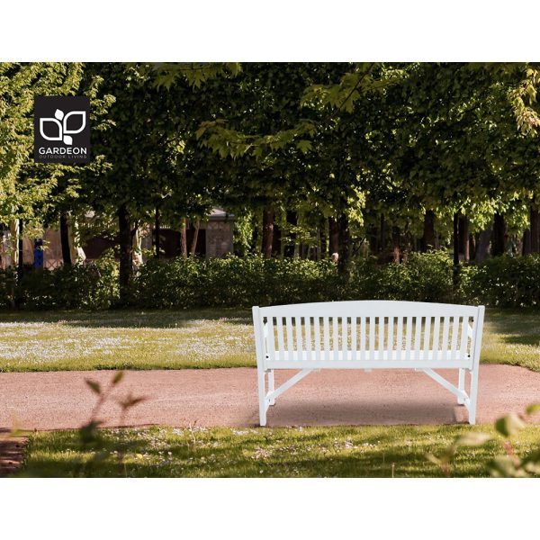 Wooden Garden Bench Chair Outdoor Furniture Decor Patio Deck 3 Seater – White