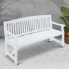 Wooden Garden Bench Chair Outdoor Furniture Decor Patio Deck 3 Seater – White