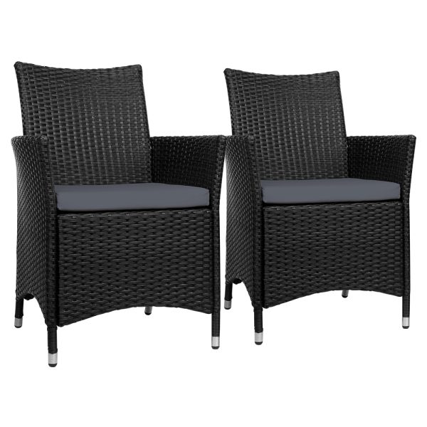 Outdoor Bistro Set Chairs Patio Furniture Dining Wicker Garden Cushion Gardeon