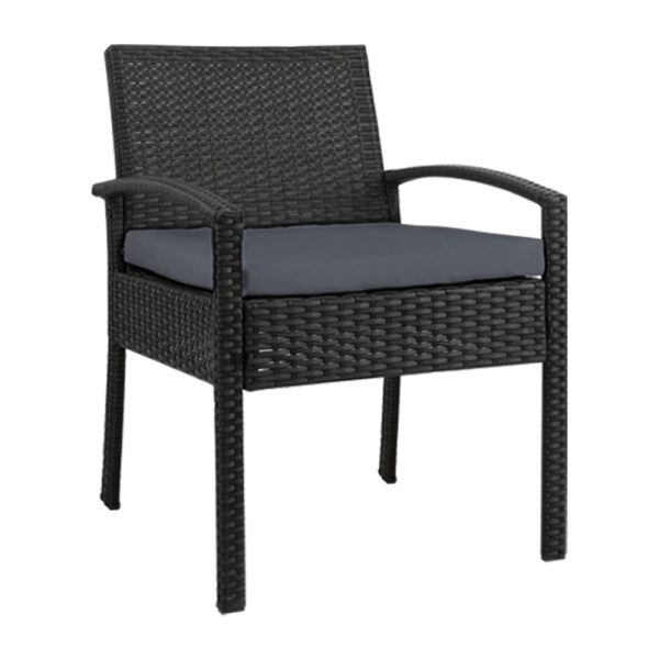 Outdoor Furniture Bistro Wicker Chair Black – 1