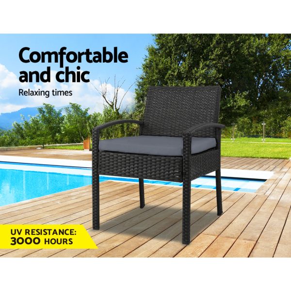 Outdoor Furniture Bistro Wicker Chair Black – 1