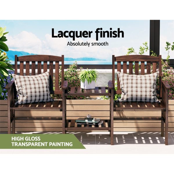 Garden Bench Chair Table Loveseat Wooden Outdoor Furniture Patio Park – Charcoal Brown