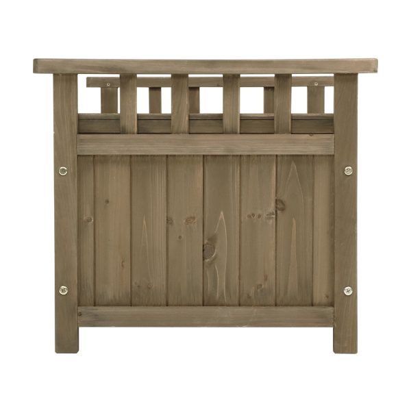 Outdoor Storage Box Wooden Garden Bench Chest Toy Tool Sheds Furniture – Brown