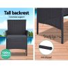 4-piece Outdoor Lounge Setting Wicker Patio Furniture Dining Set – Black and Grey, Without Storage Cover