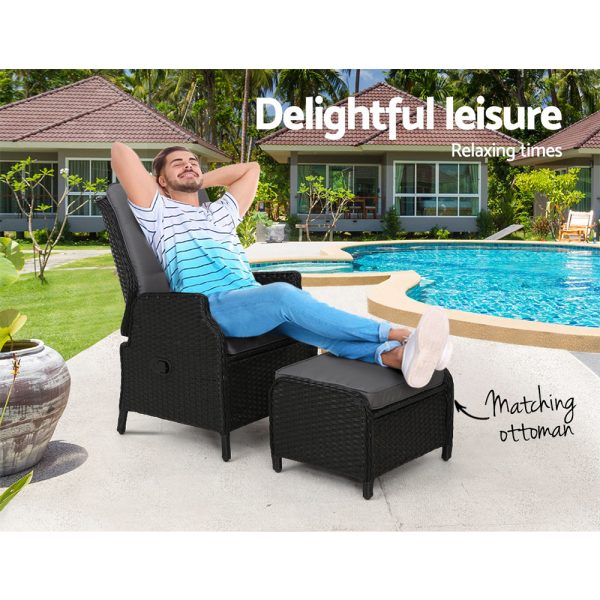 Recliner Chair Sun lounge Setting Outdoor Furniture Patio Wicker Sofa