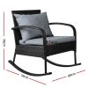 Outdoor Furniture Rocking Chair Wicker Garden Patio Lounge Setting Black – Without Table