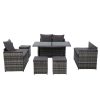 Outdoor Furniture Dining Setting Sofa Set Lounge Wicker 9 Seater – Dark Grey and Mixed Grey, Without Storage Cover