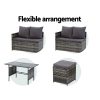 Outdoor Furniture Dining Setting Sofa Set Lounge Wicker 9 Seater – Dark Grey and Mixed Grey, Without Storage Cover