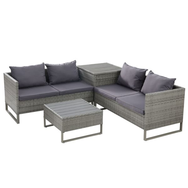 Outdoor Sofa Furniture Garden Couch Lounge Set Wicker Table Chair – Grey and Mixed Grey