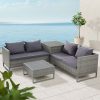 Outdoor Sofa Furniture Garden Couch Lounge Set Wicker Table Chair – Grey and Mixed Grey