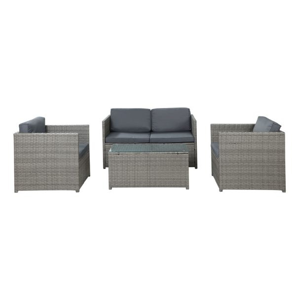Outdoor Furniture Sofa Set Wicker Lounge Setting Table Chairs – 1 x 2-seater sofa