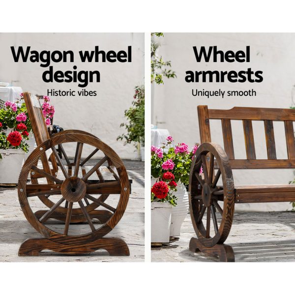 Garden Bench Wooden Wagon Chair Outdoor Furniture Backyard Lounge Charcoal – 2 Seater