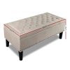 Storage Ottoman Blanket Box Linen Fabric Chest Foot Stool Toy Bench – Taupe