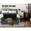 Storage Ottoman Blanket Box 126cm Linen Fabric Arm Foot Stool Couch Large – Grey