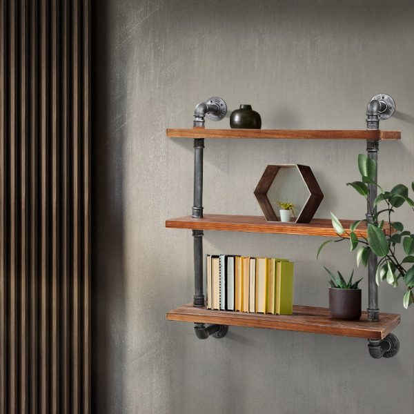 Display Shelves Wall Brackets Bookshelf Industrial DIY Pipe Shelf Rustic – 61x25x98.5 cm