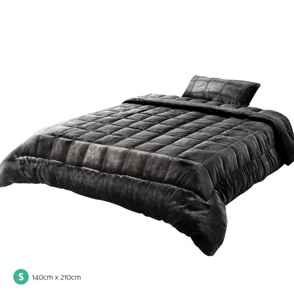 Bedding Faux Mink Quilt Charcoal – SINGLE