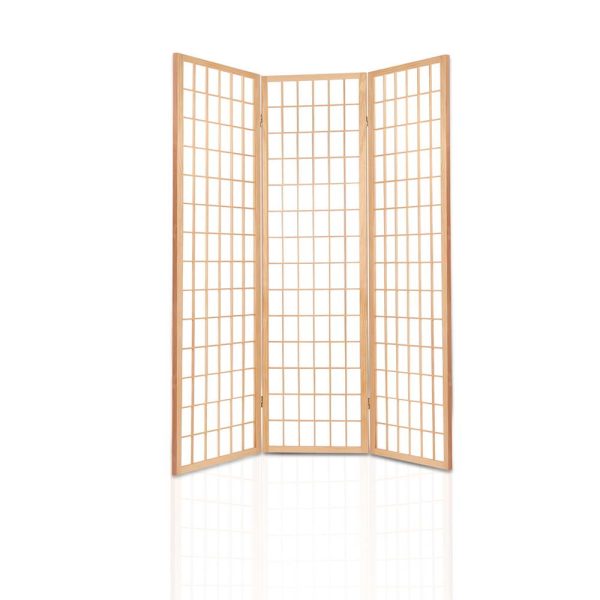 Altamont Room Divider Screen Wood Timber Dividers Fold Stand Wide – Beige, 3 Panel