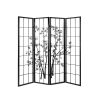 Pleasanton Room Divider Screen Privacy Dividers Pine Wood Stand Black White – 4 Panel