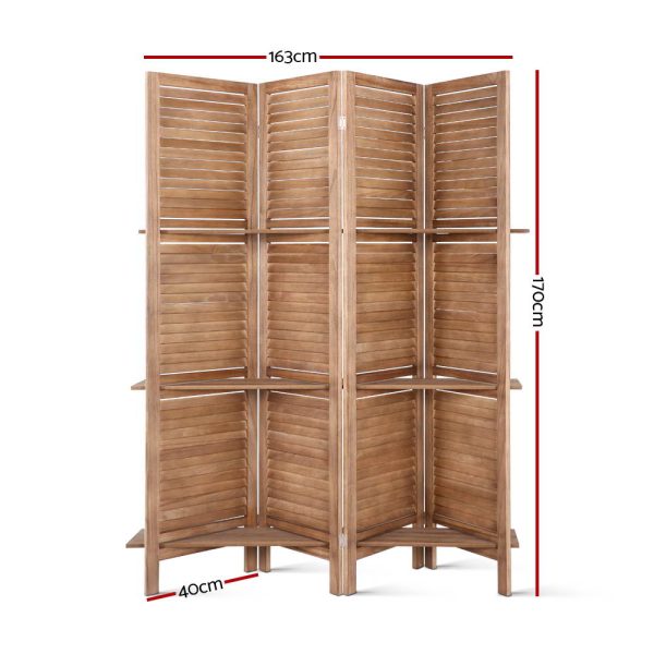 Brooksville Room Divider Privacy Screen Foldable Partition Stand – Brown, 4 Panel