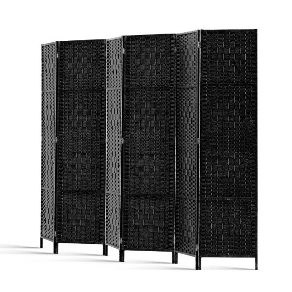 Dania Room Divider Screen Privacy Timber Foldable Dividers Stand – Black, 6 Panel