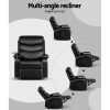 Recliner Chair Armchair Lounge Sofa Chairs Couch Black Tray Table – Leather
