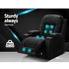 Electric Massage Chair Recliner Luxury Lounge Sofa Armchair Heat Leather – Black