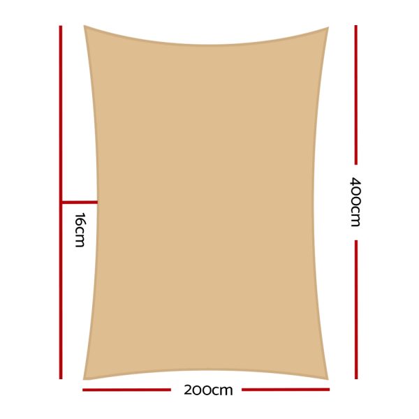 Sun Shade Sail Cloth Shadecloth Rectangle Canopy 280gsm – 2×4 m, Sand Beige
