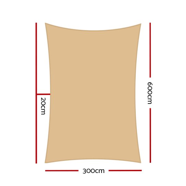 Sun Shade Sail Cloth Shadecloth Rectangle Heavy Duty Sand Canopy – 3×6 m