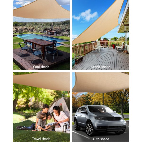 Sun Shade Sail Cloth Shadecloth Rectangle Heavy Duty Sand Canopy – 3×6 m