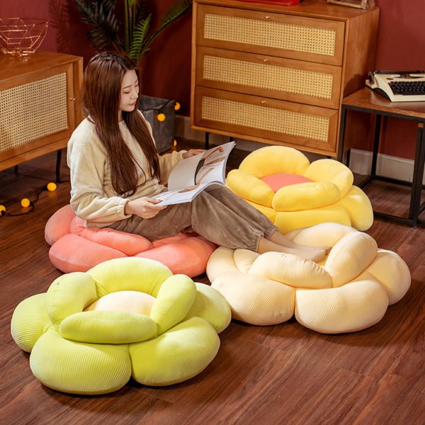 Double Flower Shape Cushion Soft Bedside Floor Plush Pillow Home Decor