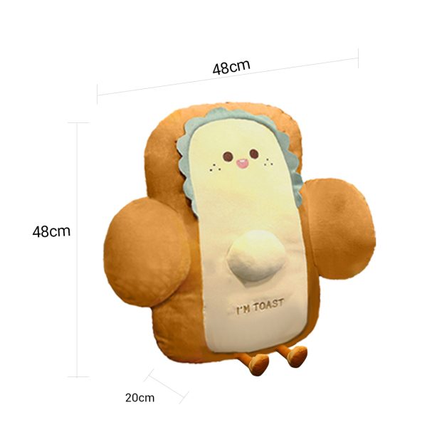 Smiley Face Toast Bread Cushion Stuffed Car Seat Plush Cartoon Back Support Pillow Home Decor