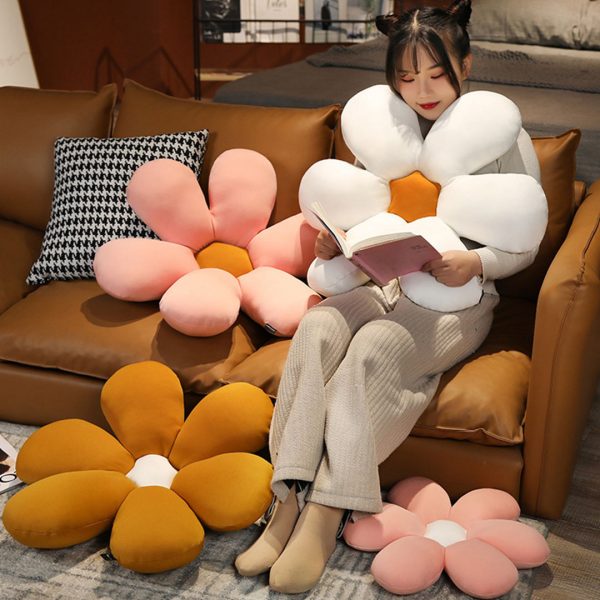 Daisy Flower Shape Cushion Soft Leaning Bedside Pad Floor Plush Pillow Home Decor