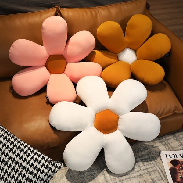 Daisy Flower Shape Cushion Soft Leaning Bedside Pad Floor Plush Pillow Home Decor