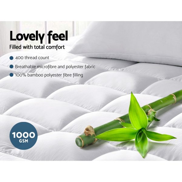 Mattress Topper Bamboo Fibre Pillowtop Protector – DOUBLE