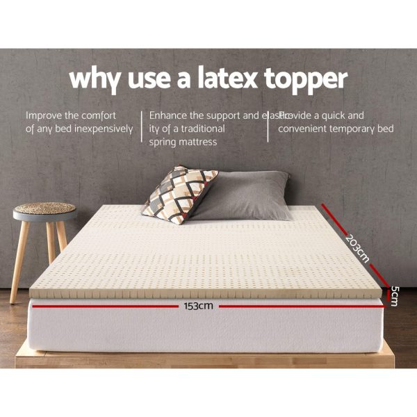 Bedding Pure Natural Latex Mattress Topper 7 Zone 5cm